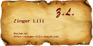 Zinger Lili névjegykártya